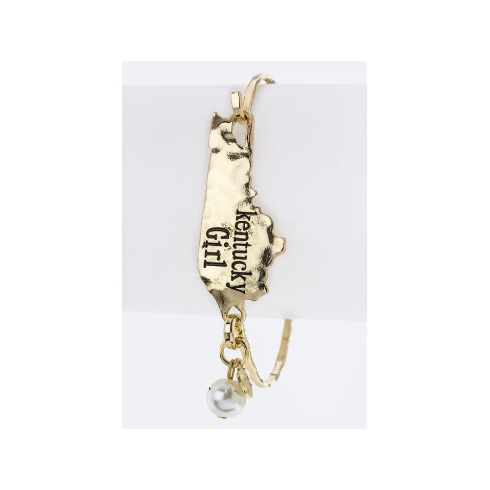 New Stylish Women Fashion Kentucky Girl State Map Hook Bracelet Jewelry - Gold